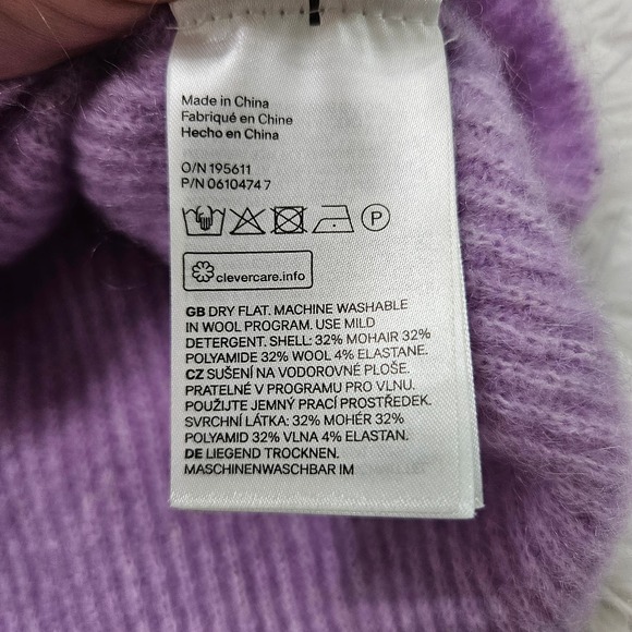 NWOT H&M Striped Crewneck Balloon Sleeve Mohair Wool Blend Sweater. Size S - Picture 7 of 7